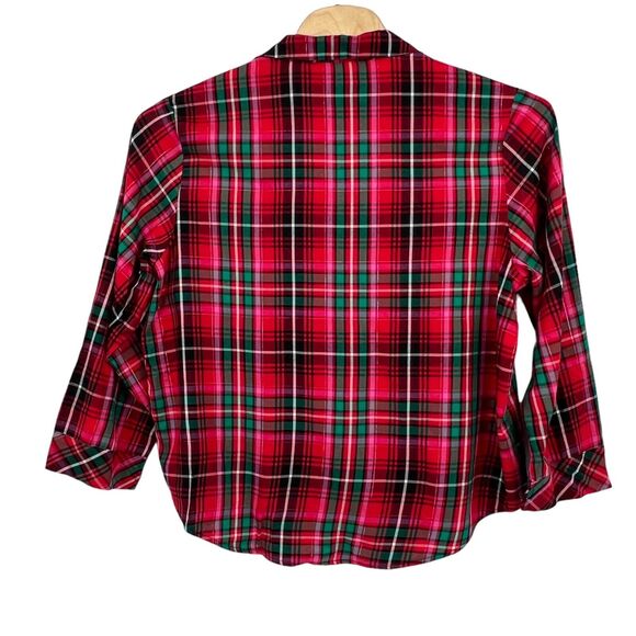 New Victoria's Secret Red Green Flannel Plaid Pajama Set Long Sleeve Shirt Pant - Picture 3 of 6